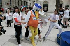 Split 2010 mascot, Marino, makes his first public appearance (Split 2010 organisers)