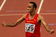 Jaouad Gharib of Morocco celebrates winning the men's marathon (Getty Images)