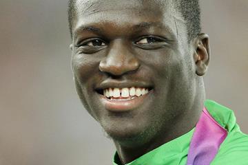 Kirani James on the podium at the 2011 World Championships