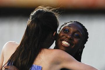 Anthonique Strachan of Bahamas celebrates after winning the gold medal on the Women's 100 metres Final on the day two of the 14th IAAF World Junior Championships in Barcelona (Getty Images)