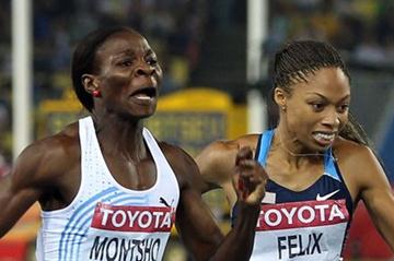Amantle Montsho (L) of Botswana and Allyson Felix of United States compete in the women's 400 metres final (Getty Images)