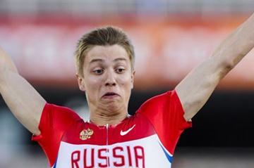 Sergey Morgunov of Russia competes during the Men's Long Jump final on day two of the 14th IAAF World Junior Championships in Barcelona on 11 July 2012 (Getty Images)