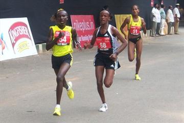 Mary Keitany, Aberu Kebede and Aselefech Mergia in Bangalore. Mergia won the race with a sensational sprint in the waning metres. (Ram. Murali Krishnan)