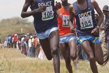 Geoffrey Mutai leads Mathew Kisorio and Vincent Kiprop in Nairobi (Stafford Ondego (The Standard))