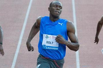 Usain Bolt storms back with a 9.82 dash in Lausanne in 2010 (Deca Text&Bild)