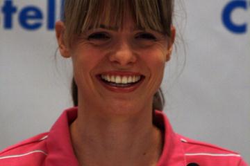 Silke Spiegelburg at the DKB ISTAF pre-meet Press Conference in Berlin (Bob Ramsak)