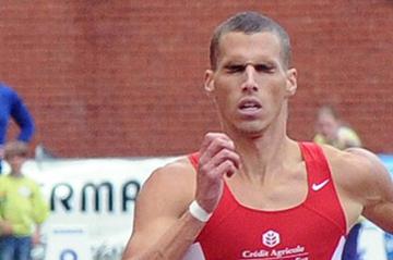 Kévin Borlée cruising to the Belgian 400m title in Brussels (Nadia Verhoft)