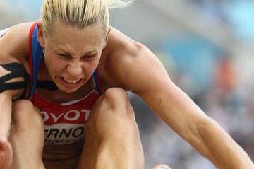 Tatyana Chernova of Russia in the Heptathlon Long Jump (Getty Images)