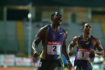 Justin Gatlin wins the Padua 100m (Lorenzo Sampaolo)