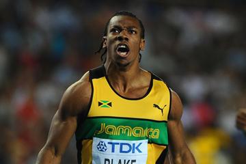 Yohan Blake celebrates winning the men's 100m gold medal in Daegu (Getty Images)