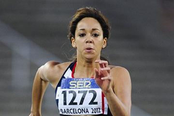 Katarina Johnson-Thompson of Great Britain competes for winning the gold medal of the Women's Long Jump Final on the day four of the 14th IAAF World Junior Championships in Barcelona on 13 July 2012 (Getty Images)