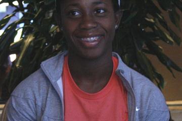 Shelly Ann Fraser at the pre-meet press conference in Rome (Bob Ramsak)