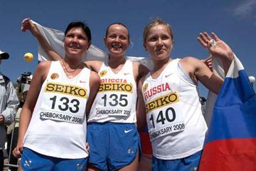 Gold, silver and bronze medals for Russia in the Junior Women's 10km race (Getty Images)