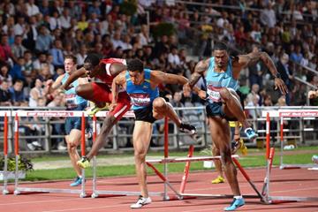 Ryan Wilson and David Oliver in action at the 2013 IAAF World Challenge meeting in Zagreb (Organisers)
