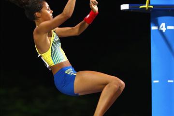 Sweden's Angelica Bengtsson clearing 4.30m to take gold at the Youth Olympic Games in Singapore (Getty Images)