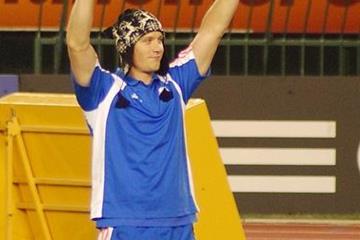 Andreas Thorkildsen with his lucky hat in Split (Jon Mulkeen)