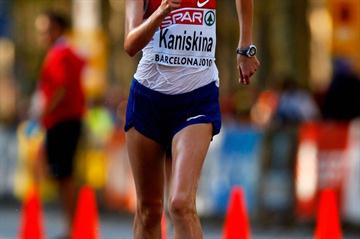 Olga Kaniskina on the way to a dominating 20Km victory in Barcelona (Getty Images)