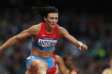 Natalya Antyukh of Russia jumps a hurdle in the Women's 400m Hurdles semi final on Day 10 of the London 2012 Olympic Games at the Olympic Stadium on August 6, 2012 (Getty Images)