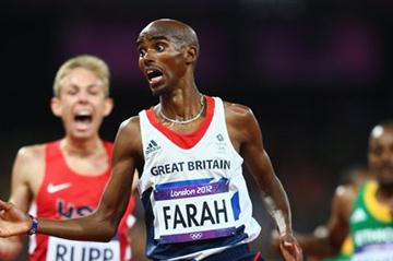 Mo Farah of Great Britain celebrates winning gold in Men's 10,000m Final on Day 8 of the London 2012 Olympic Games at Olympic Stadium on August 4, 2012 (Getty Images)
