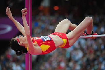 Ruth Beitia of Spain competes during the Women's High Jump Final of the London 2012 Olympic Games on August 11, 2012 (Getty Images)