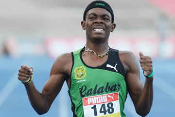 Jamaica's Christopher Taylor wins the 400m (Collin Reid)
