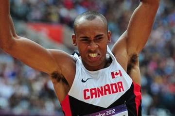 Damian Warner of Canada competes in the Men's Decathlon Long Jump on Day 12 of the London 2012 Olympic Games at Olympic Stadium on August 8, 2012 (Getty Images)