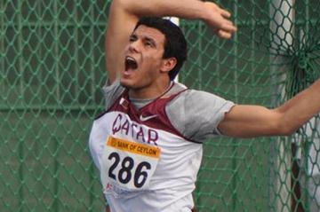 Ashraf Amgad Elseify of Qatar after releasing the Hammer to a world junior lead and Asian Junior record of 80.85m (Rahul Pawar)