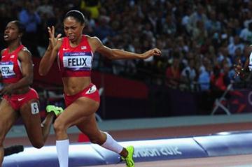 Allyson Felix of the United States going for gold in the Women's 200m Final of the London 2012 Olympic Games on 8 August 2012 (Getty Images)