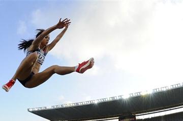 Katarina Johnson-Thompson of Great Britain jumping for gold medal of the Women's Long Jump Final on the day four of the 14th IAAF World Junior Championships in Barcelona on 13 July 2012 (Getty Images)