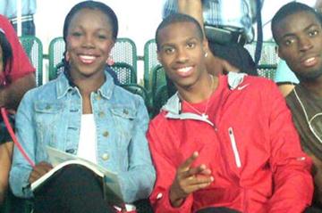 Veronica Campbell-Brown and friends enjoying a football match in Budapest (Claude Bryan)