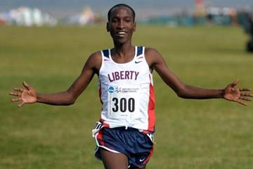 Samuel Chelanga of Liberty wins the men's 2009 NCAA XC title (Kirby Lee)