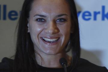 Yelena Isinbayeva at the DKB-ISTAF press conference (Bob Ramsak)