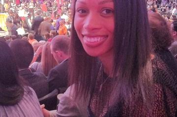 Allyson Felix at the NBA All-Star Game (Kirby Lee)