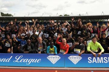Stars gather with kids in Crystal Palace at the IAAF Centenary relay event in London (Mark Shearman)