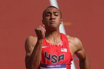 Ashton Eaton of the United States competes in the Men's Decathlon 100m Heats on Day 12 of the London 2012 Olympic Games at Olympic Stadium on August 8, 2012 (Getty Images)