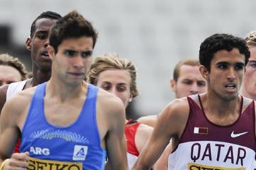 Hamza Driouch of Qatar competes during the Men's 1500 metre qualification heat on the day one of the 14th IAAF World Junior Championships in Barcelona (Getty Images)