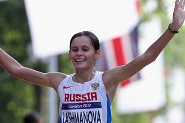 Elena Lashmanova of Russia won the gold medal in the Women's 20km Walk of the London 2012 Olympic Games on the streets of London on August 11, 2012 (Getty Images)
