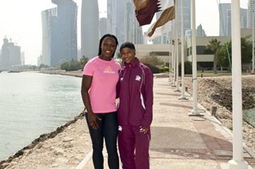 VCB with Qatar’s London Olympic sprinter Noor al-Malki (Alexandra Panagiotidou )