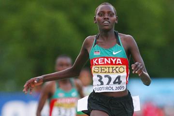 Purity Cherotich Rionoripo of Kenya wins the Girls' 3000m (Getty Images)