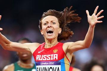 Gold Medal for Mariya Savinova of Russia as she crosses the finish line in the Women's 800m Final of the London 2012 Olympic Games on 11 August 2012 (Getty Images)