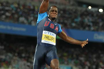 Dwight Phillips of the United States going for gold medal during the men's long jump final (Getty Images)