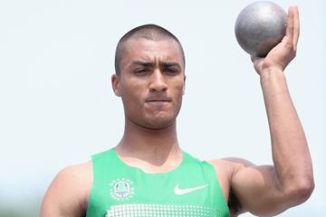 US decathlete Ashton Eaton in action in the Shot (Getty Images)