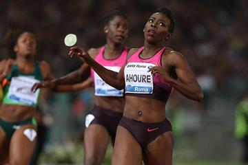 Murielle Ahoure winning at the IAAF Diamond League meeting in Rome (Giancarlo Colombo)