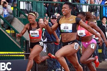 Carmelita Jeter powers to the US 100m title in Eugene (Getty Images)