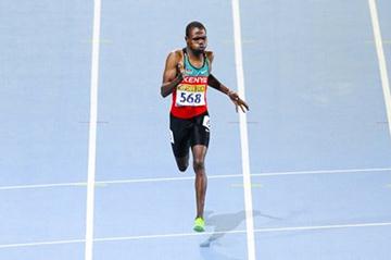 Alphas Leken of Kenya competes alone for getting the acces to the Final on his re-run Men's 400 metres Semi-Final on the day two of the 14th IAAF World Junior Championships in Barcelona (Getty Images)