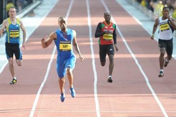 Tyson Gay flies 19.41 for 200m on a straight track in Manchester (Mark Shearman)