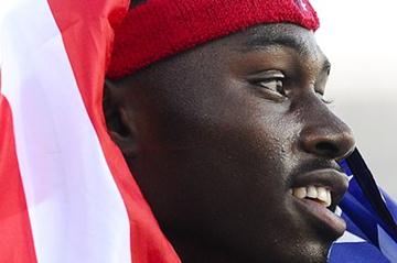 Eric Futch of United States enjoying being Gold after winning the Men's 400 metres hurdles Final on the day four of the IAAF World Junior Championships in Barcelona on 13 July 2012 (Getty Images)