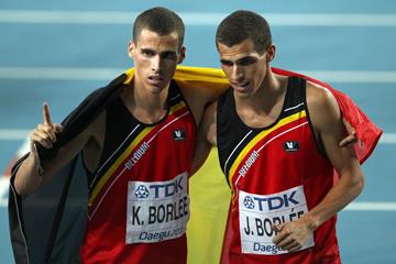 Kevin and Jonathan Borlee after the 400m final at the 2011 IAAF World Championships in Daegu (Getty Images)