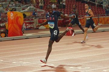 LaShawn Merritt wins the 400m title by almost one second to lead a US sweep with Jeremy Wariner in second and David Neville in third (Getty Images)