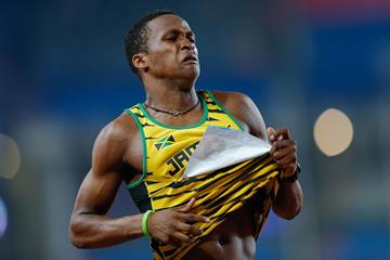 Jaheel Hyde after setting a 110m hurdles world youth best at the 2014 Youth Olympic Games (Getty Images)